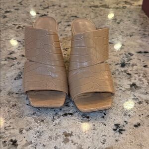 Vince Tan Croc-Embossed Mules